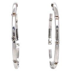 David Morris London Diamond Open Hoop Designer Gold Earrings