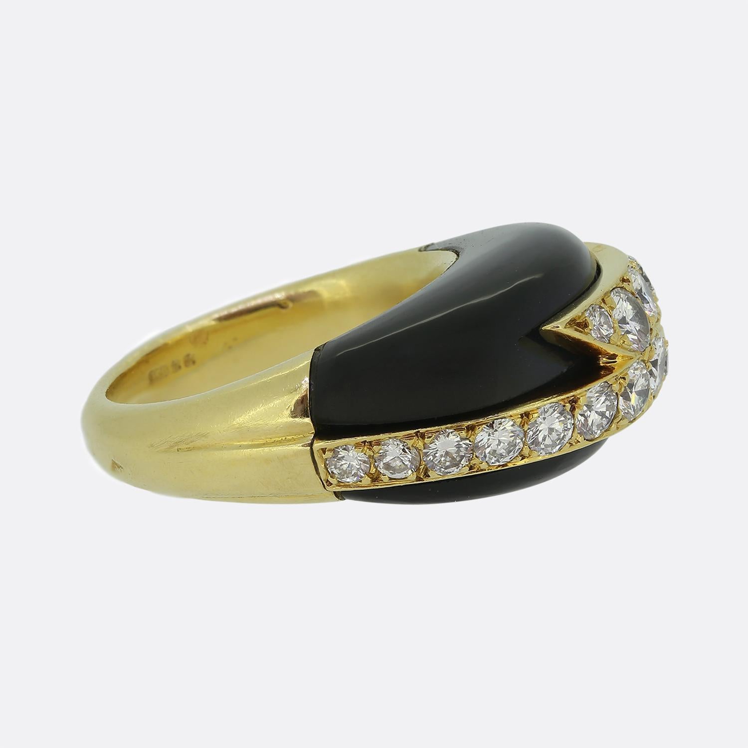 Brilliant Cut David Morris Onyx and Diamond Ring For Sale