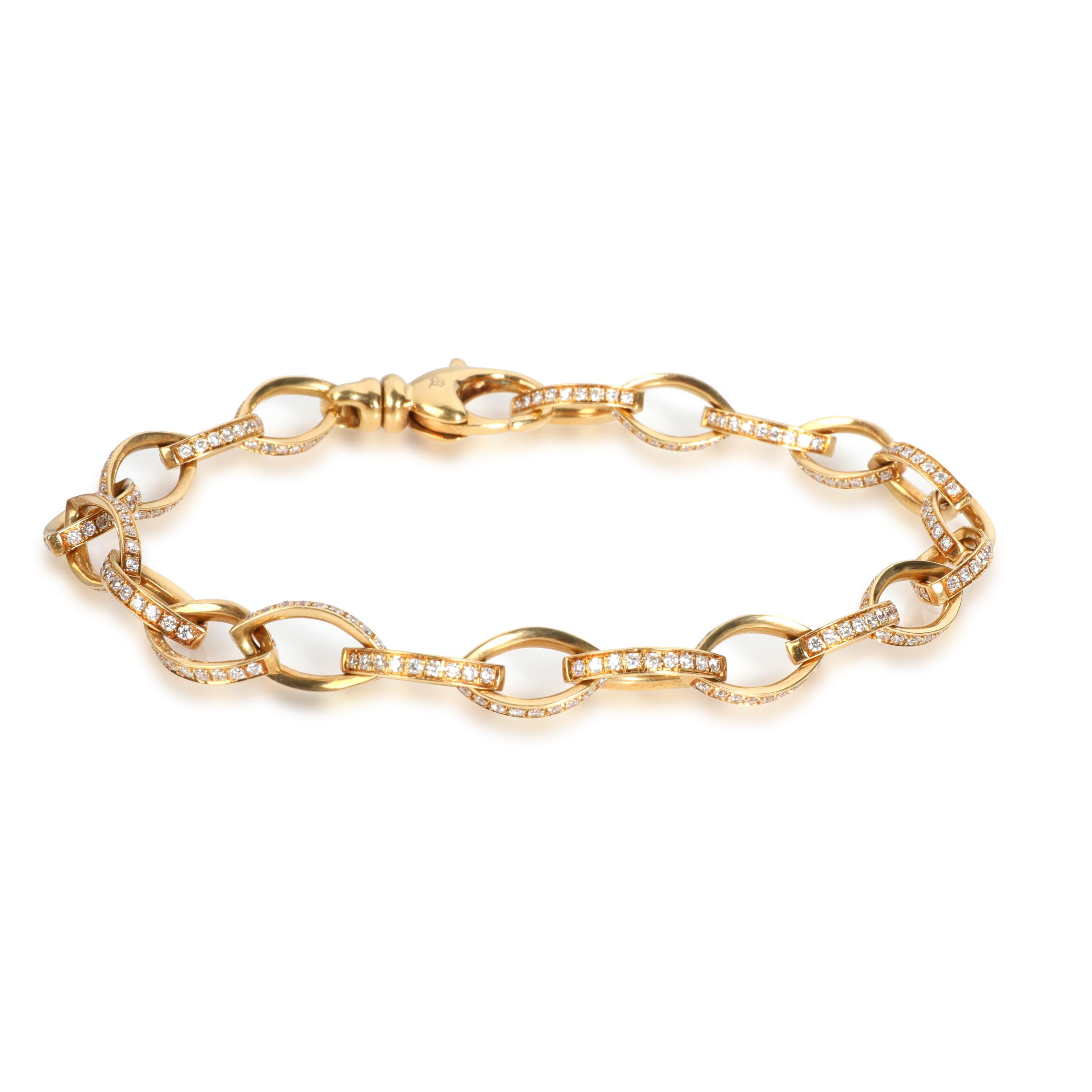 Women's David Morris Oval Link Diamond Bracelet in 18K Yellow Gold 2.20 CTW