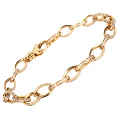 David Morris Oval Link Diamond Bracelet in 18K Yellow Gold 2.20 CTW