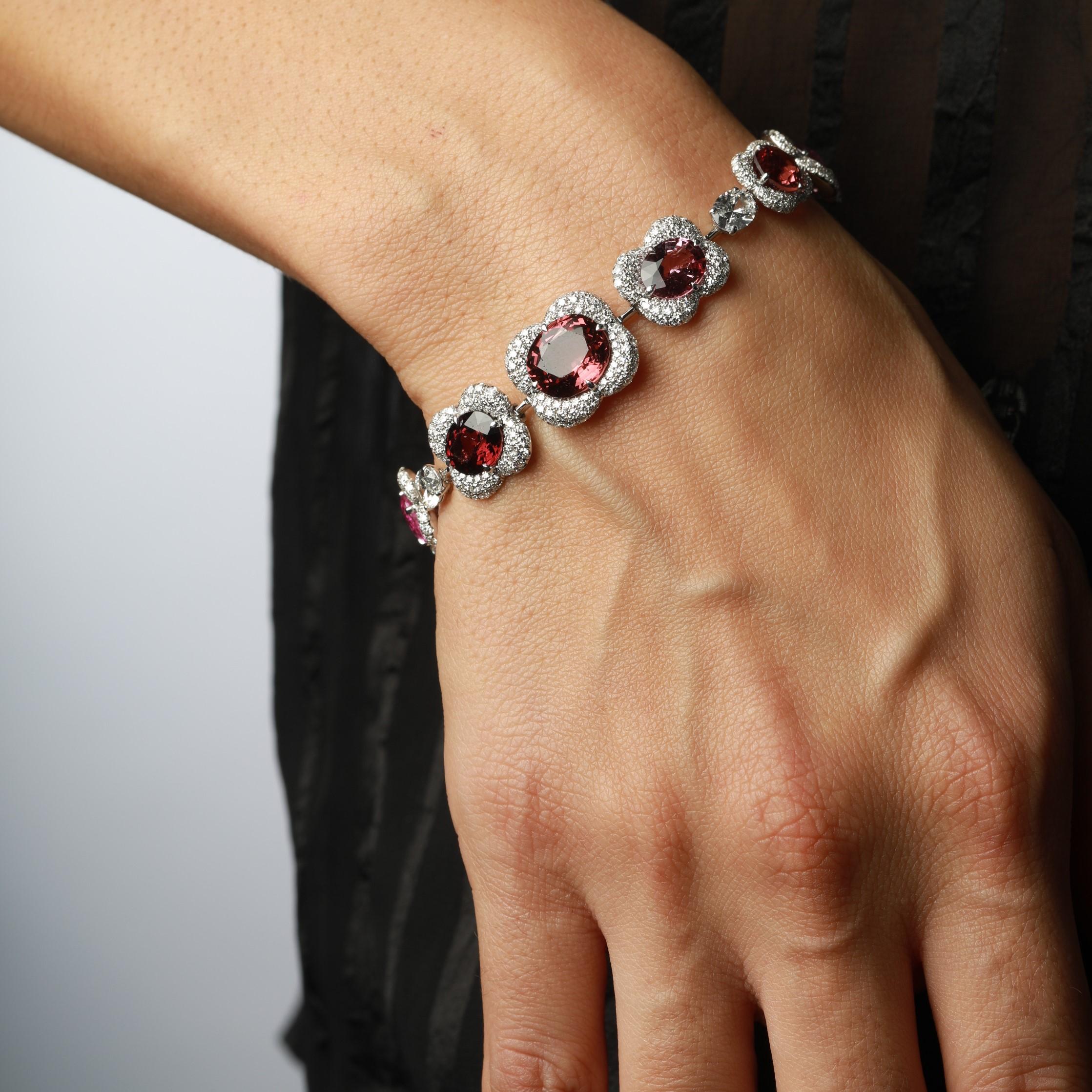 Art déco David Morris Bracelet en spinelle rose, violet et diamants blancs