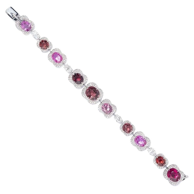 David Morris Bracelet en spinelle rose, violet et diamants blancs