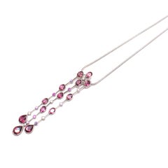David Morris Pink Sapphire and Diamonds Platinum Pendant Necklace