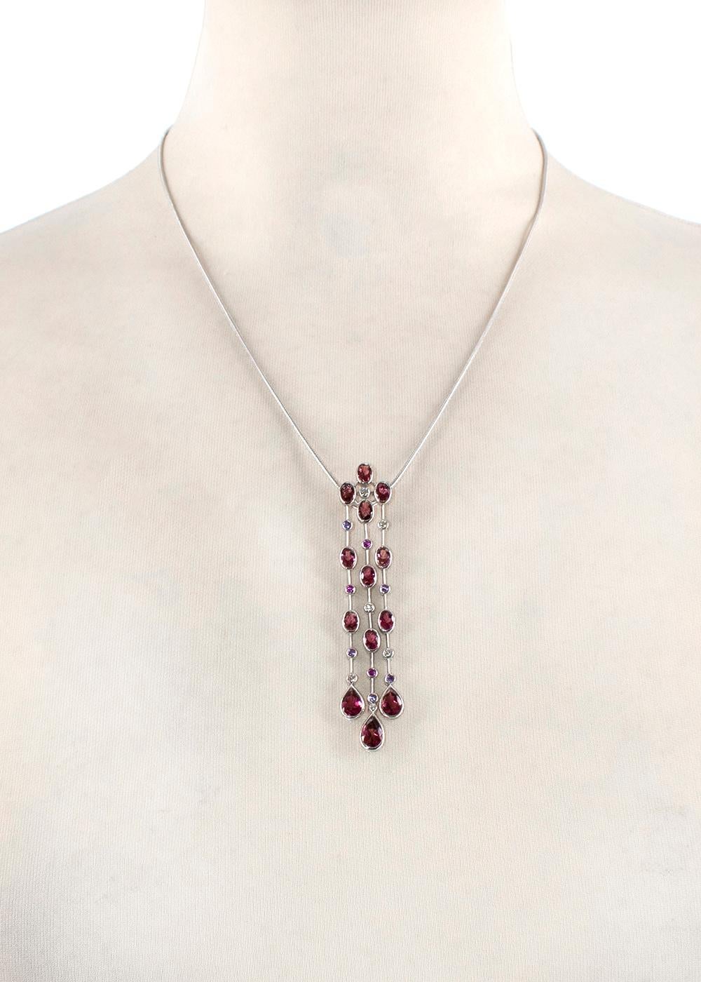 David Morris Pink Sapphire and Diamonds Platinum Pendant Necklace For Sale 2