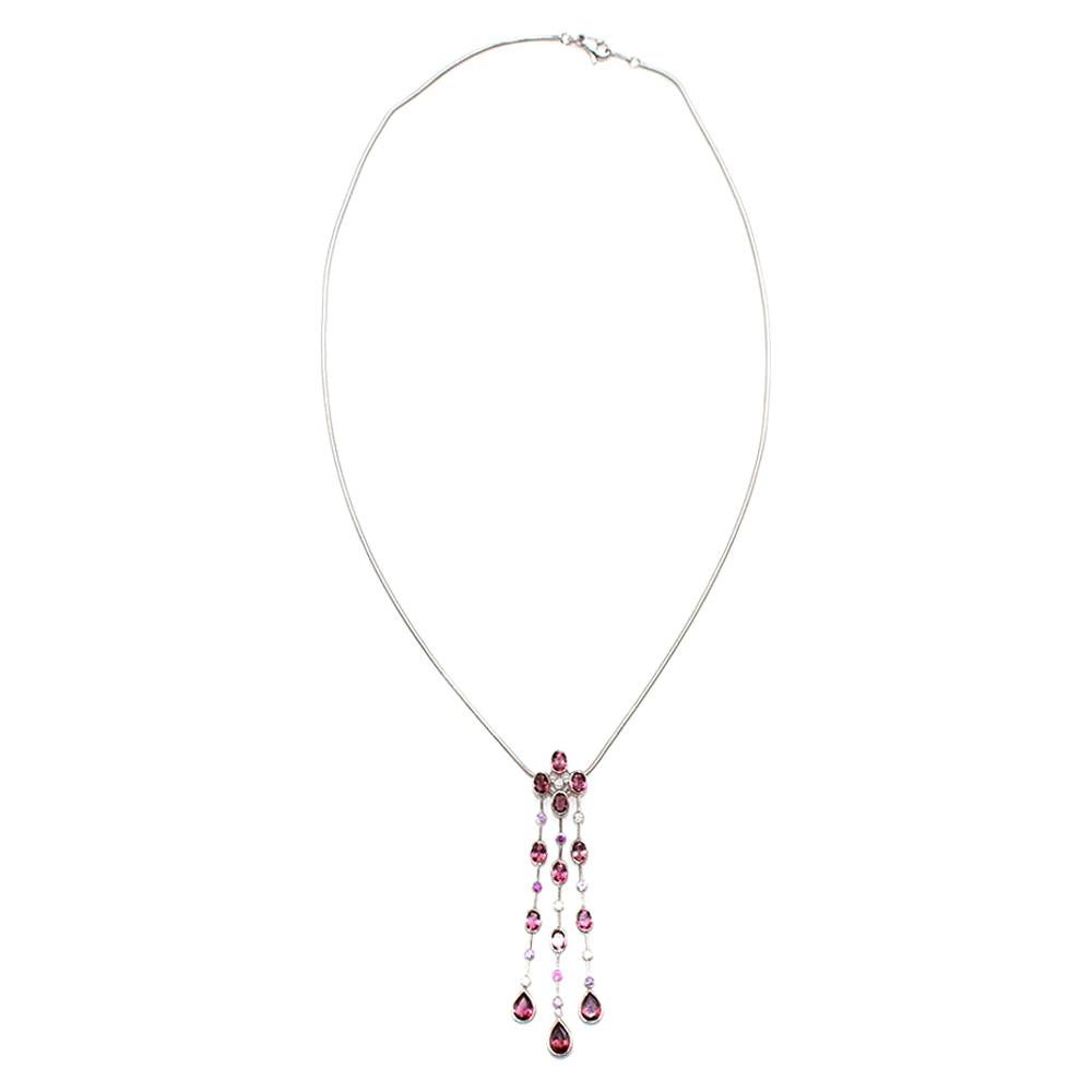 David Morris Pink Sapphire and Diamonds Platinum Pendant Necklace