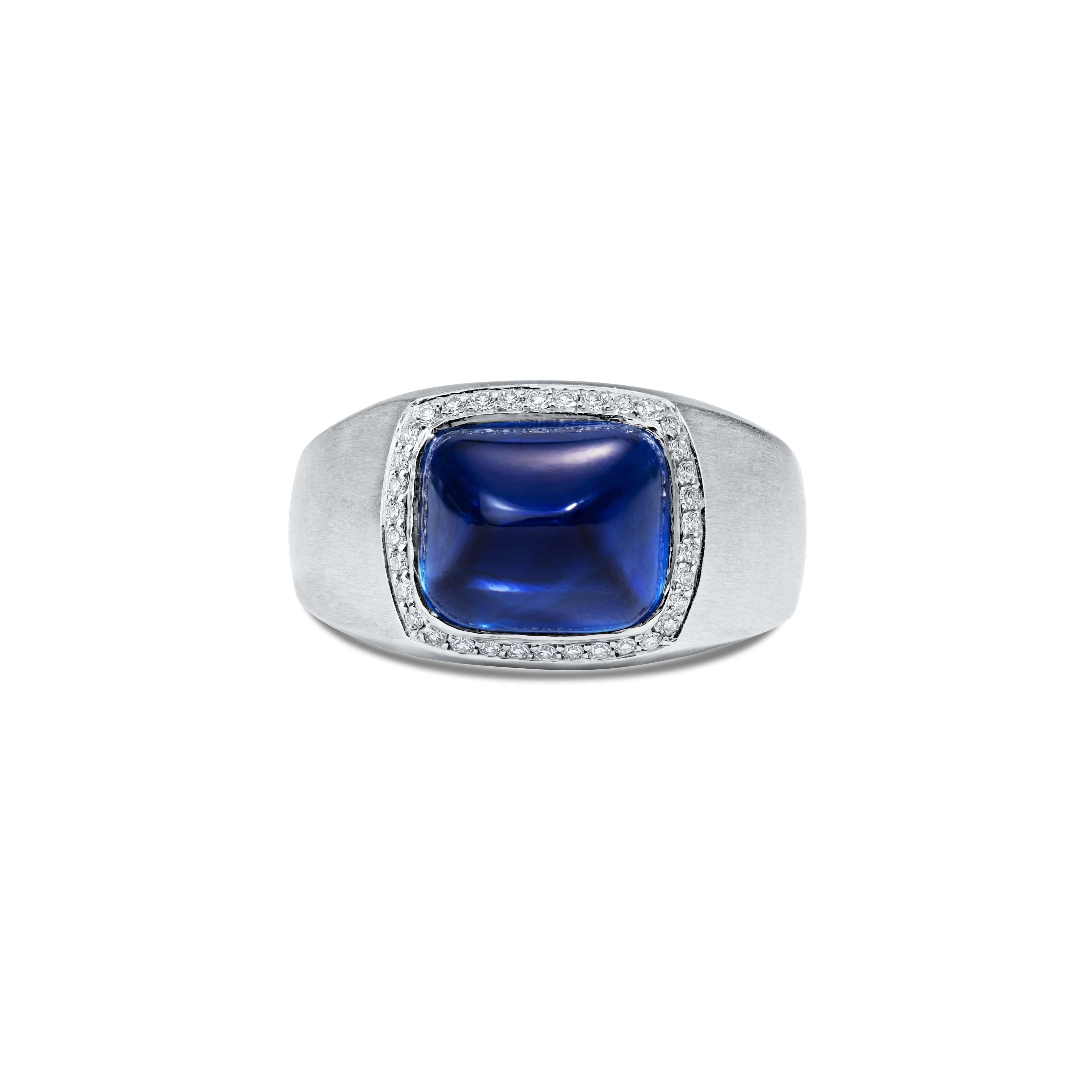 David Morris Platinum 12.15 Carat Blue Sapphire Cocktail Ring In New Condition For Sale In London, GB
