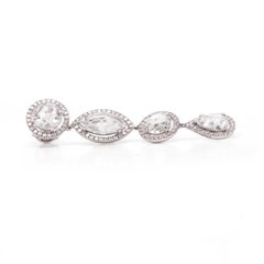 David Morris Rose Cut Diamond Platinum Drop Earrings