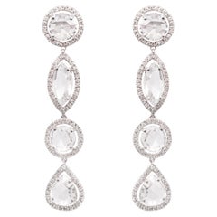 Boucles d'oreilles pendantes en platine avec diamants taillés en rose David Morris