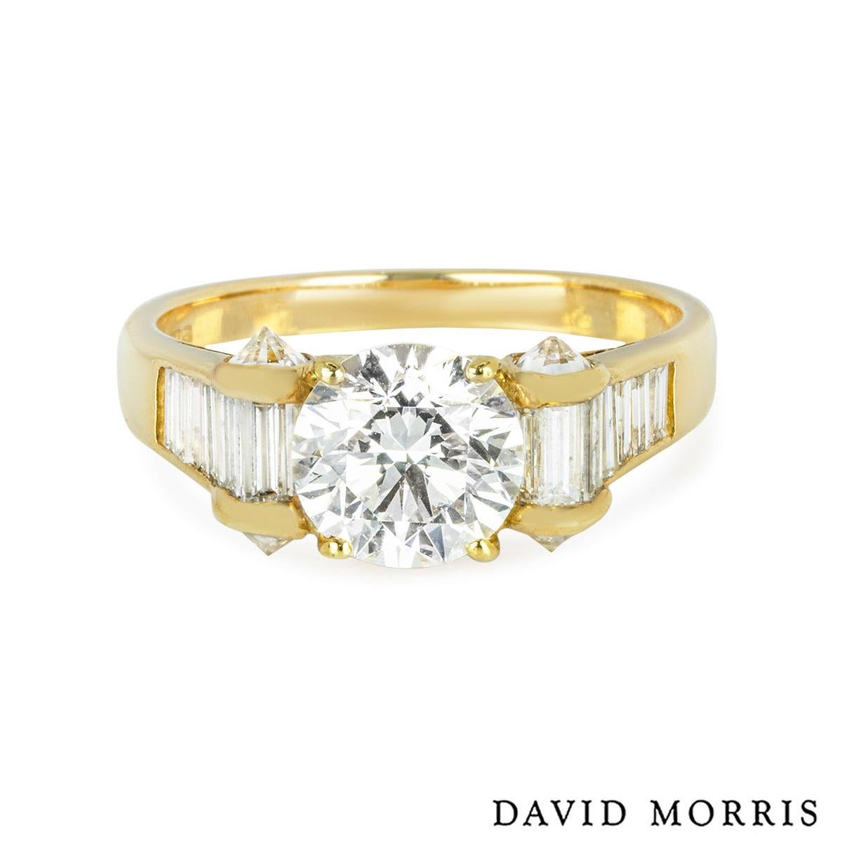 Taille ronde David Morris Bague en diamant taille brillant rond de 1,40 carat H/VS1 certifié GIA en vente