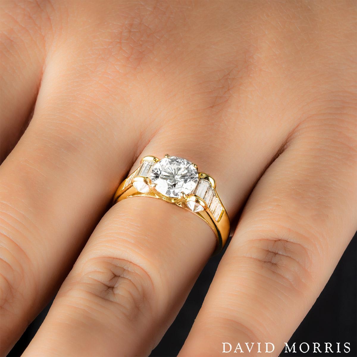 Round Cut David Morris Round Brilliant Cut Diamond Ring 1.40 Carat H/VS1 GIA Certified For Sale