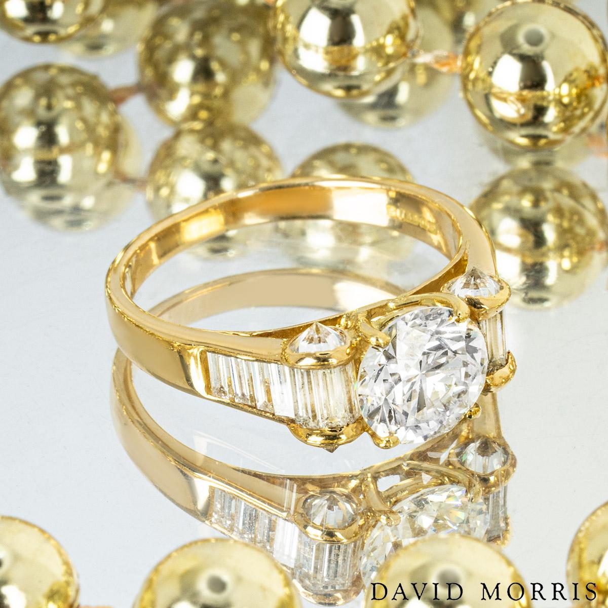Women's David Morris Round Brilliant Cut Diamond Ring 1.40 Carat H/VS1 GIA Certified For Sale