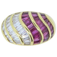 David Morris Ruby and Diamond 18 Carat Yellow Gold Ring