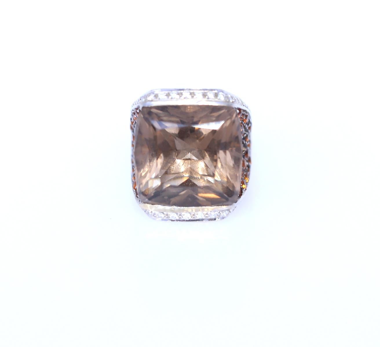 Anillo David Morris Topacio Citrino Madeira Fashion 18K, 2000 Corte redondo