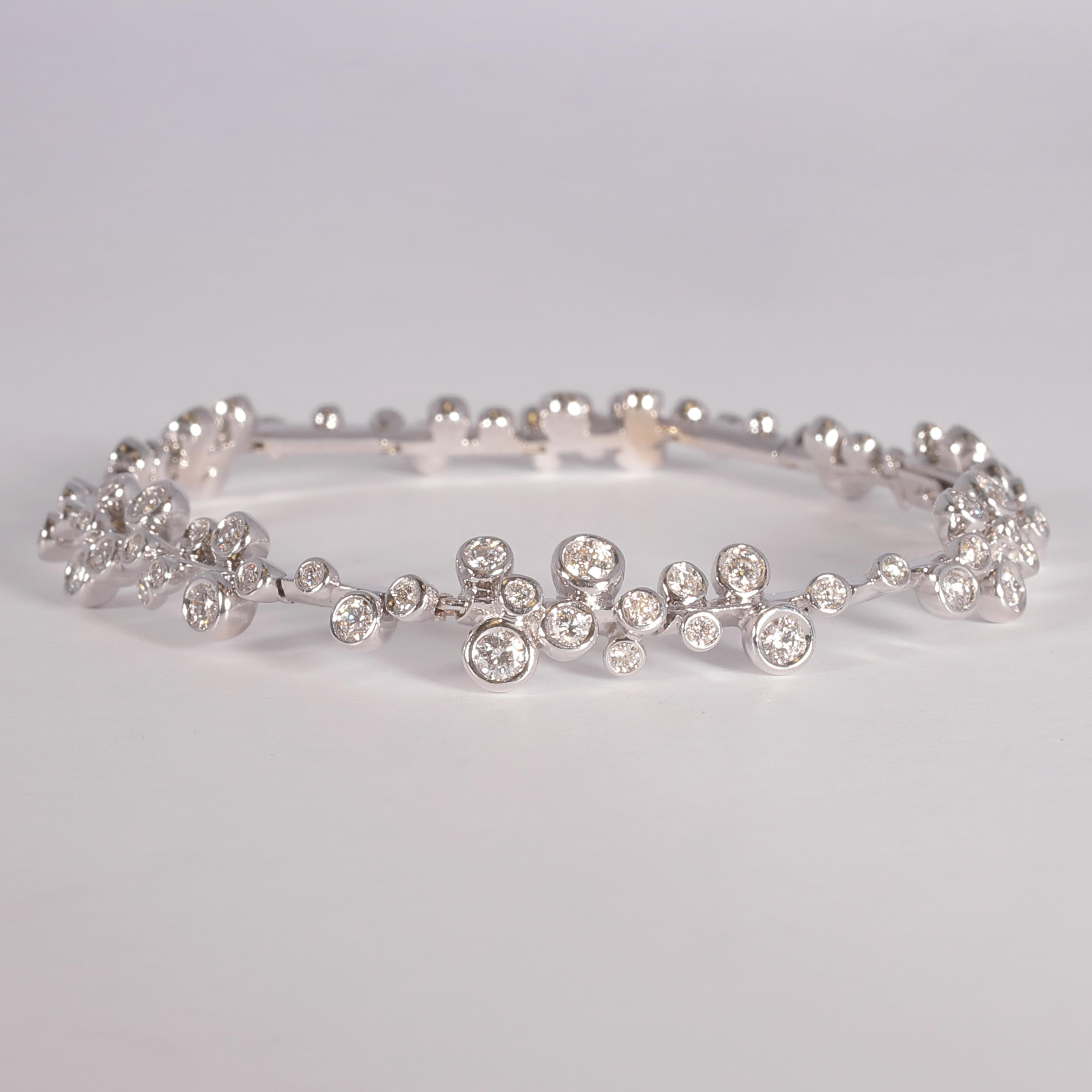 Round Cut David Morris White Gold 1.95 Carat Diamond Bracelet For Sale