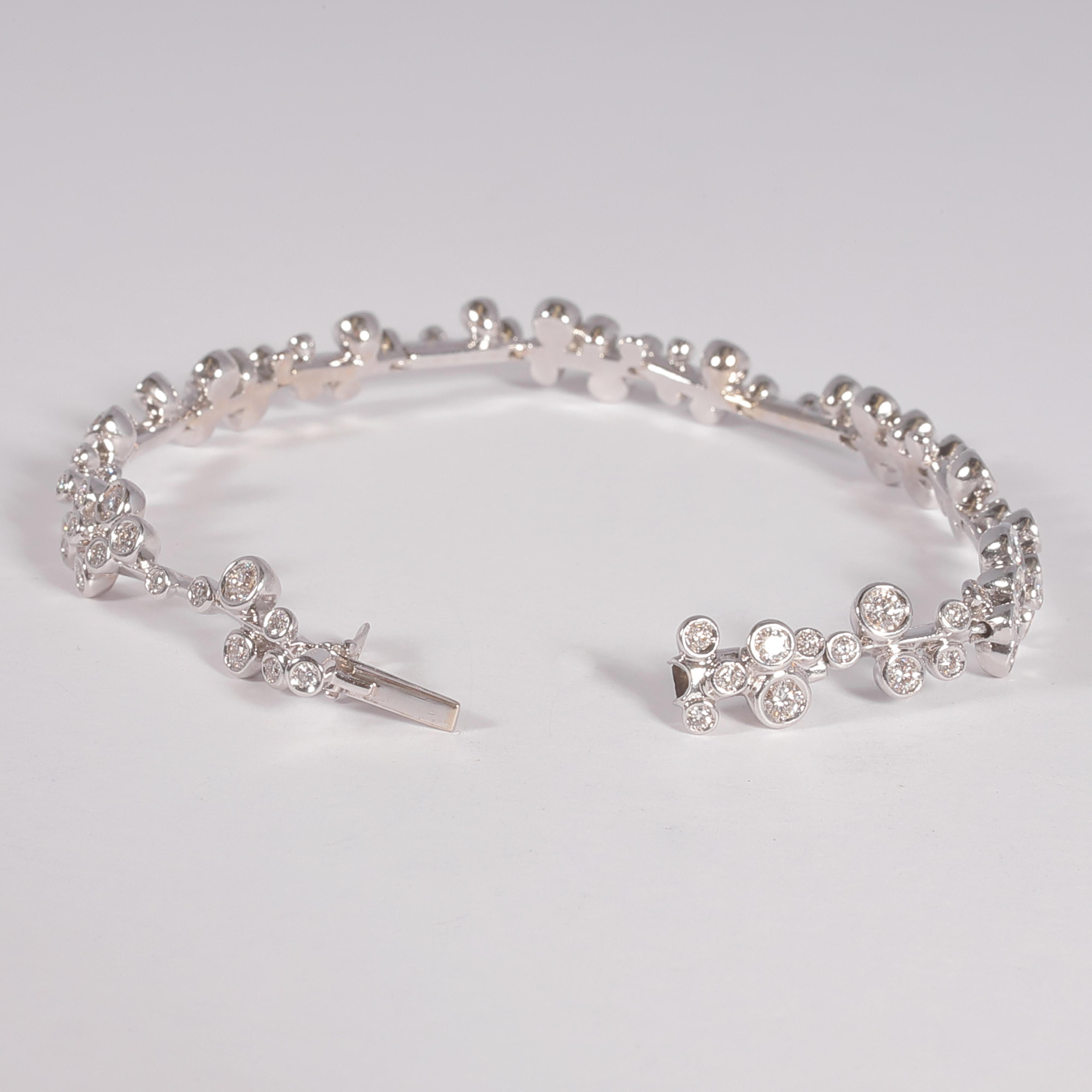 Women's or Men's David Morris White Gold 1.95 Carat Diamond Bracelet For Sale
