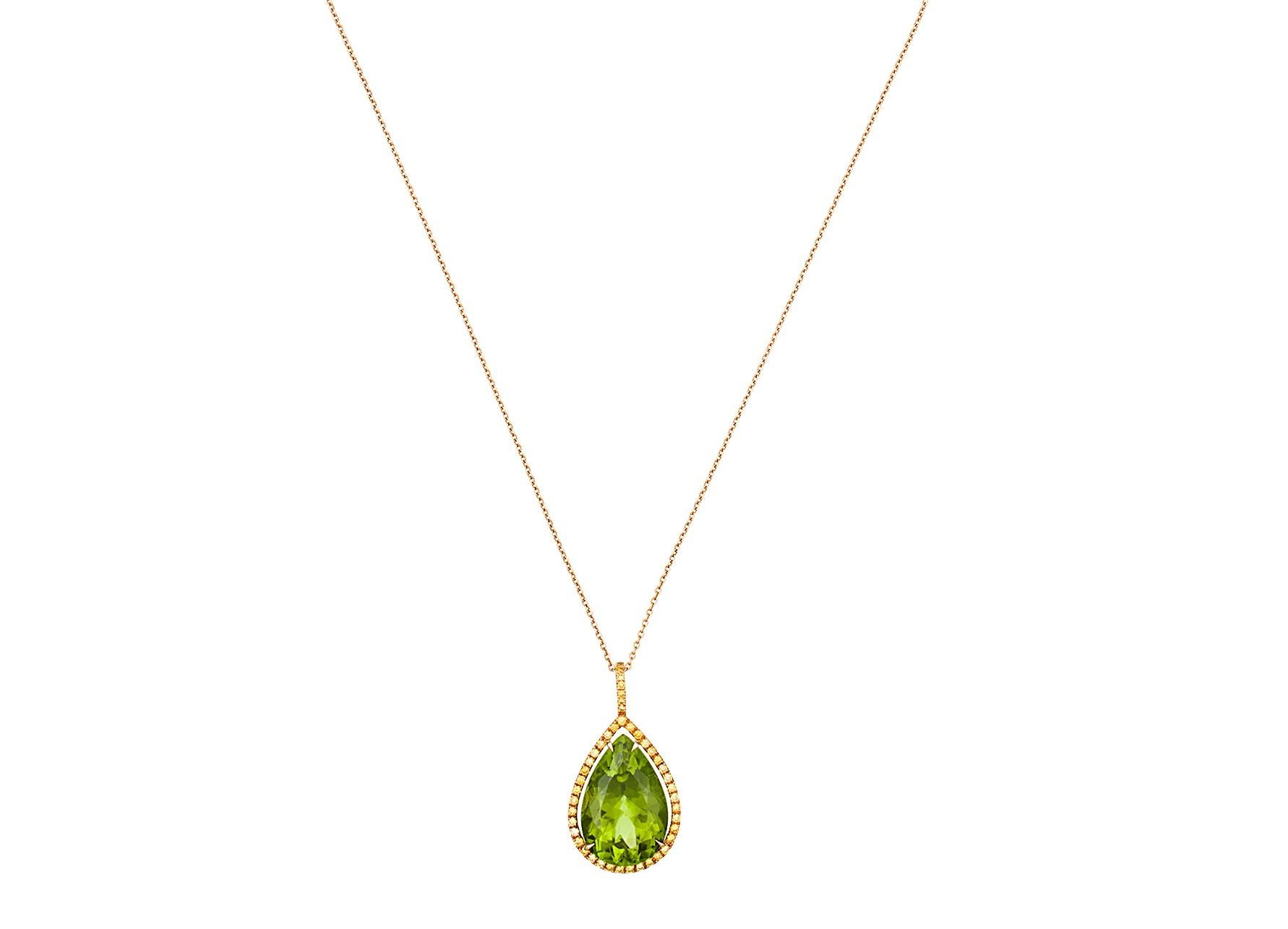 David Morris Gelber Diamant-Anhänger mit Peridot-Tropfen-Anhänger (Zeitgenössisch)