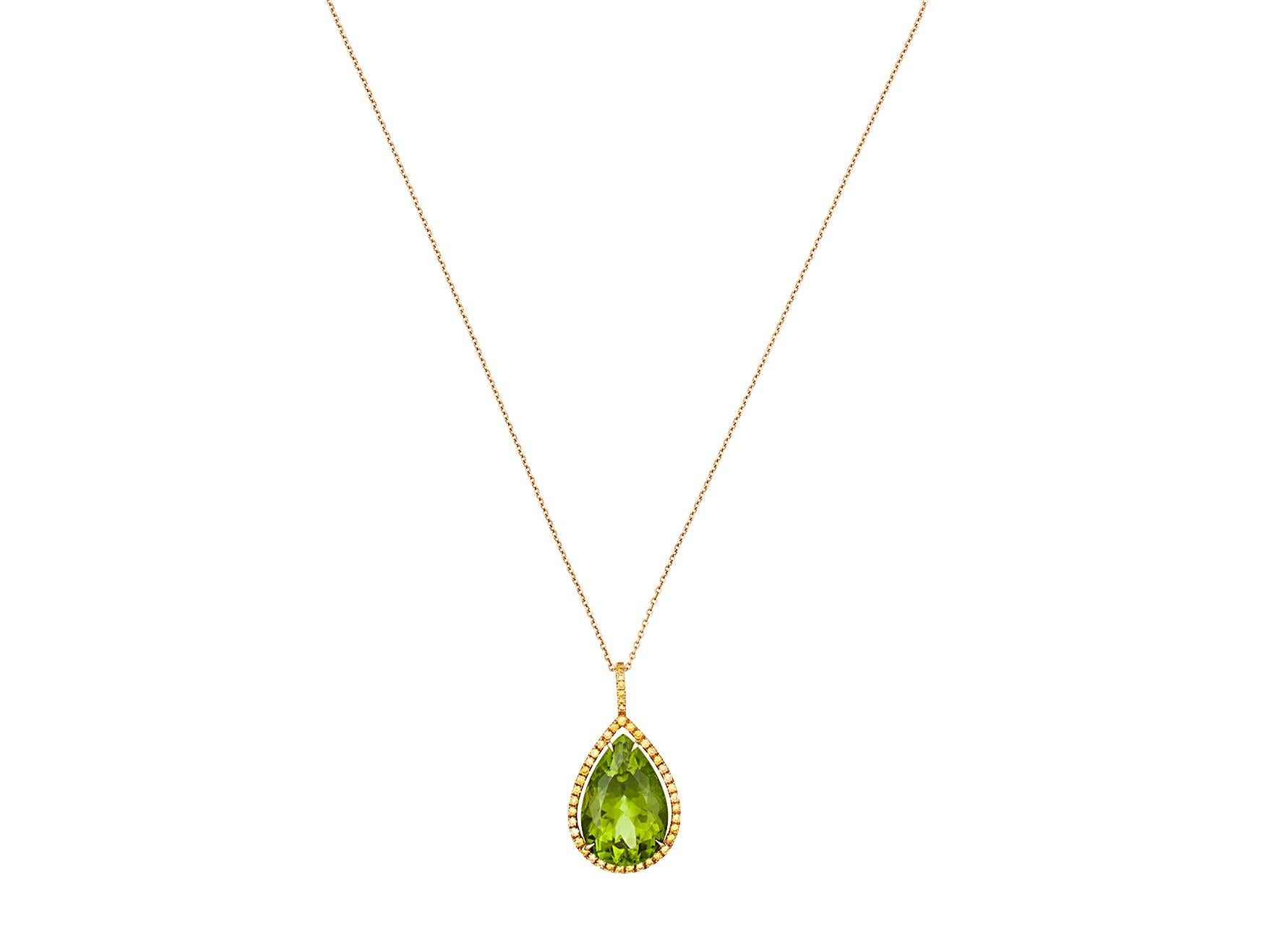 Contemporain David Morris Pendentif en forme de goutte serti de diamants jaunes et de péridots en vente