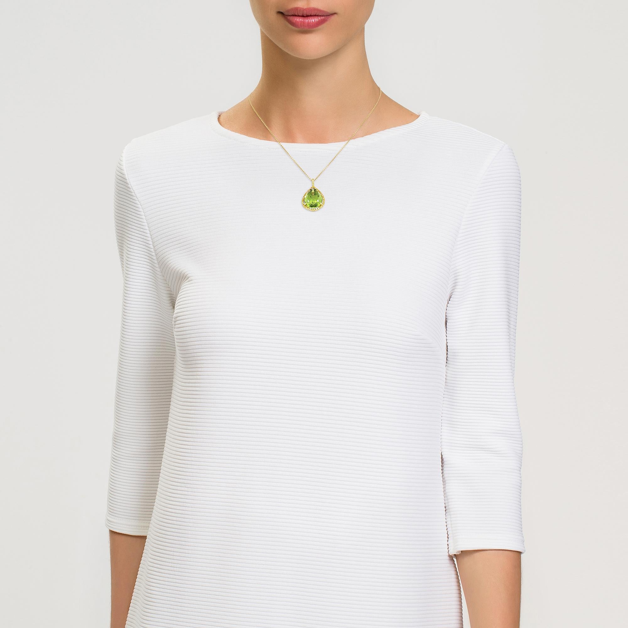 David Morris Gelber Diamant-Anhänger mit Peridot-Tropfen-Anhänger (Tropfenschliff)
