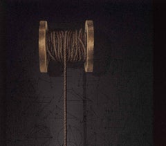 Plum Bob #2 (a multi color lithograph showing brass plum bob and night sky)