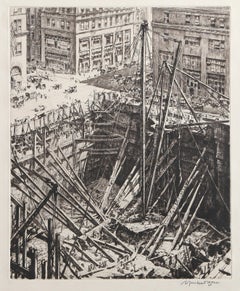 Manhattan Excavation, Signed Etching by David Muirhead Bone