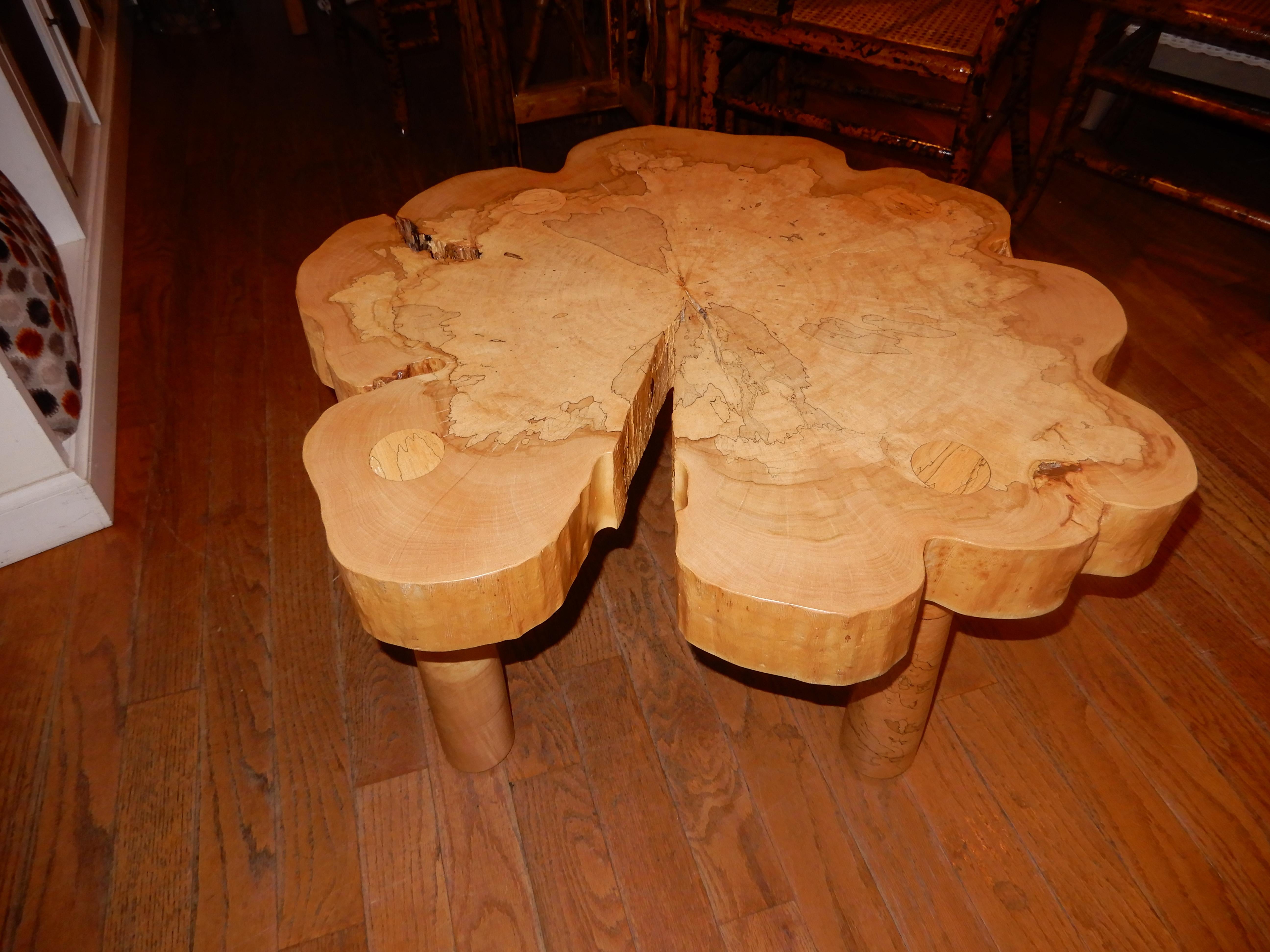 American David N. Ebner, Spalted Maple Wood Coffee Table For Sale