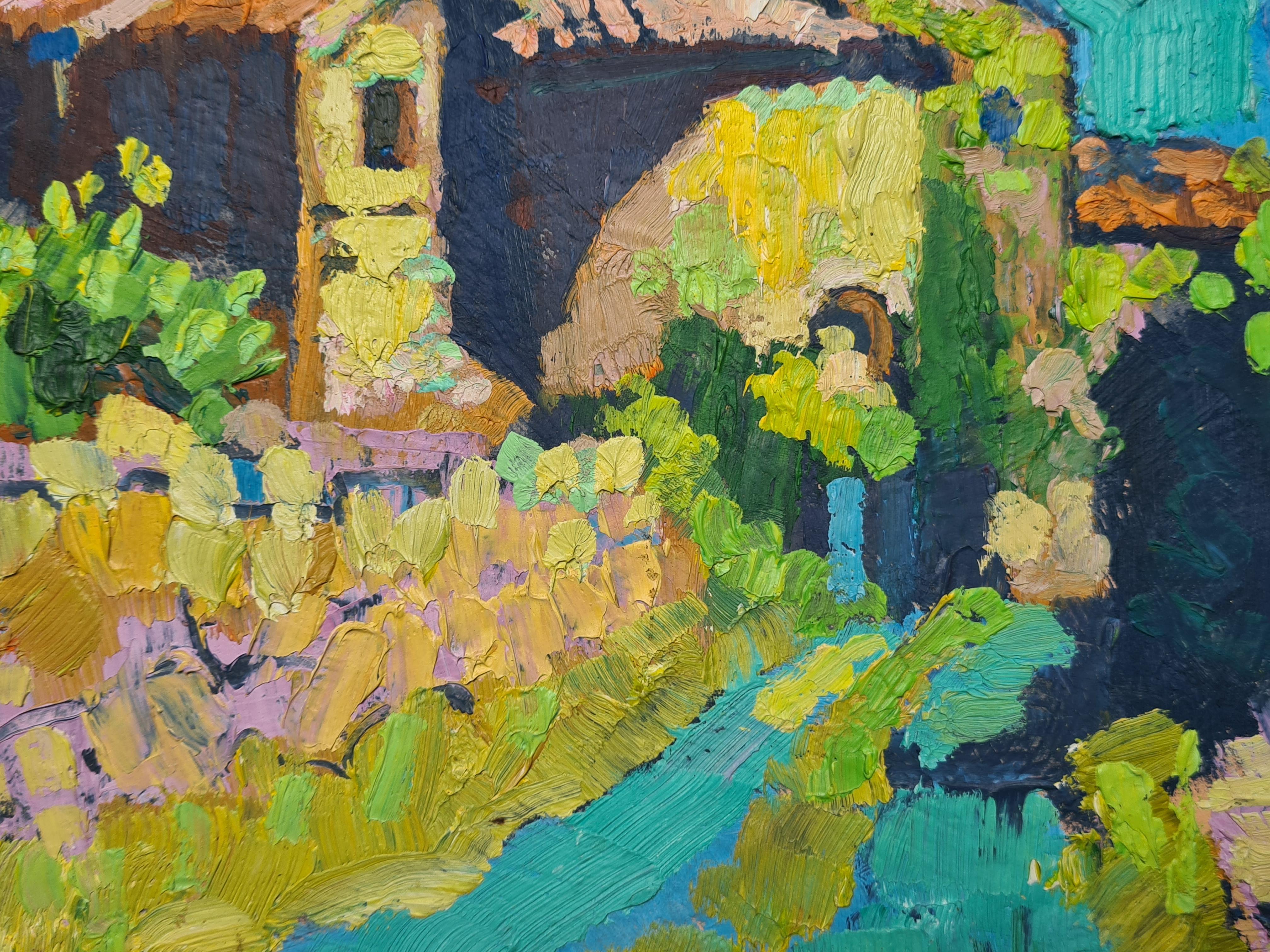 Paesaggio fauvista, La cappella di St. Martin, Cotignac, Provenza. Olio su tavola. 2