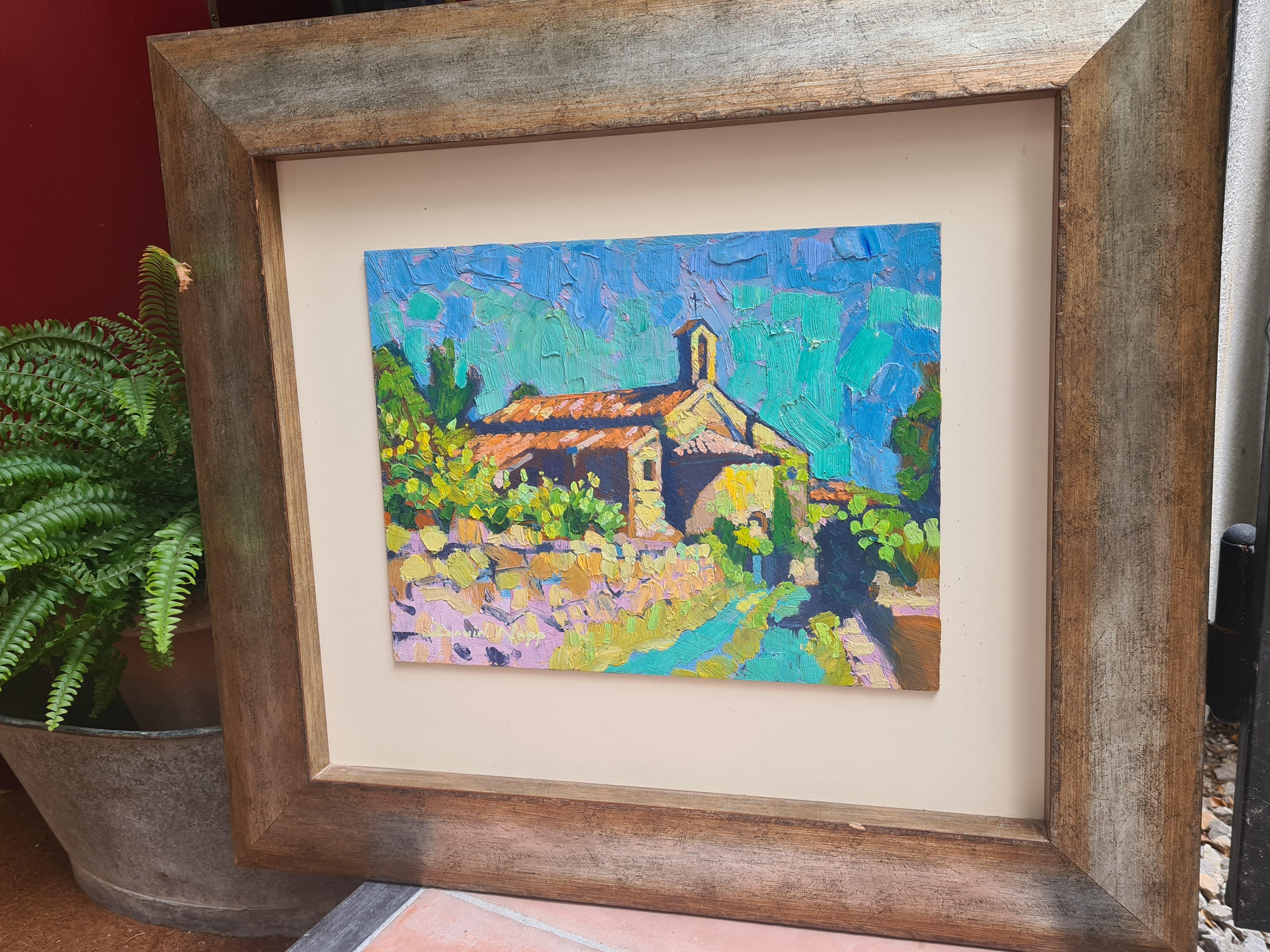 Paesaggio fauvista, La cappella di St. Martin, Cotignac, Provenza. Olio su tavola. 5