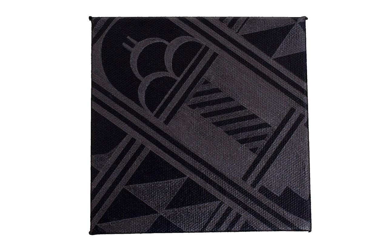 Black on Black Pottery Shards #5 - Painting by David Naranjo