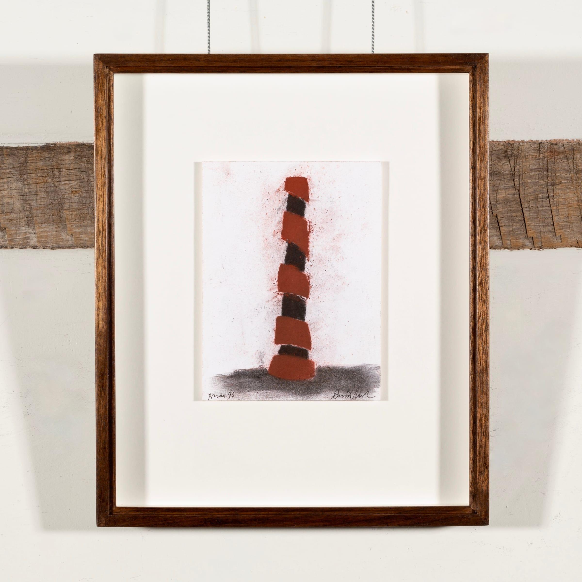 Colonna nera e rossa, David Nash - Pastello a gesso incorniciato, anni '90, disegno scultura in vendita 1
