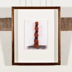 Black and Red Column, David Nash - Framed Chalk Pastel, 1990s, Sculpture Drawing
