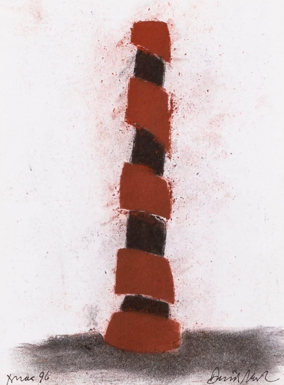 Colonna nera e rossa, David Nash - Pastello a gesso incorniciato, anni '90, disegno scultura