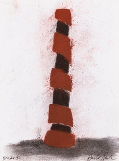 Colonna nera e rossa, David Nash - Pastello a gesso incorniciato, anni '90, disegno scultura