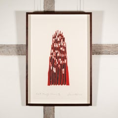 Cut Through the Column - Contemporary White, Red + Black Abstract Print
