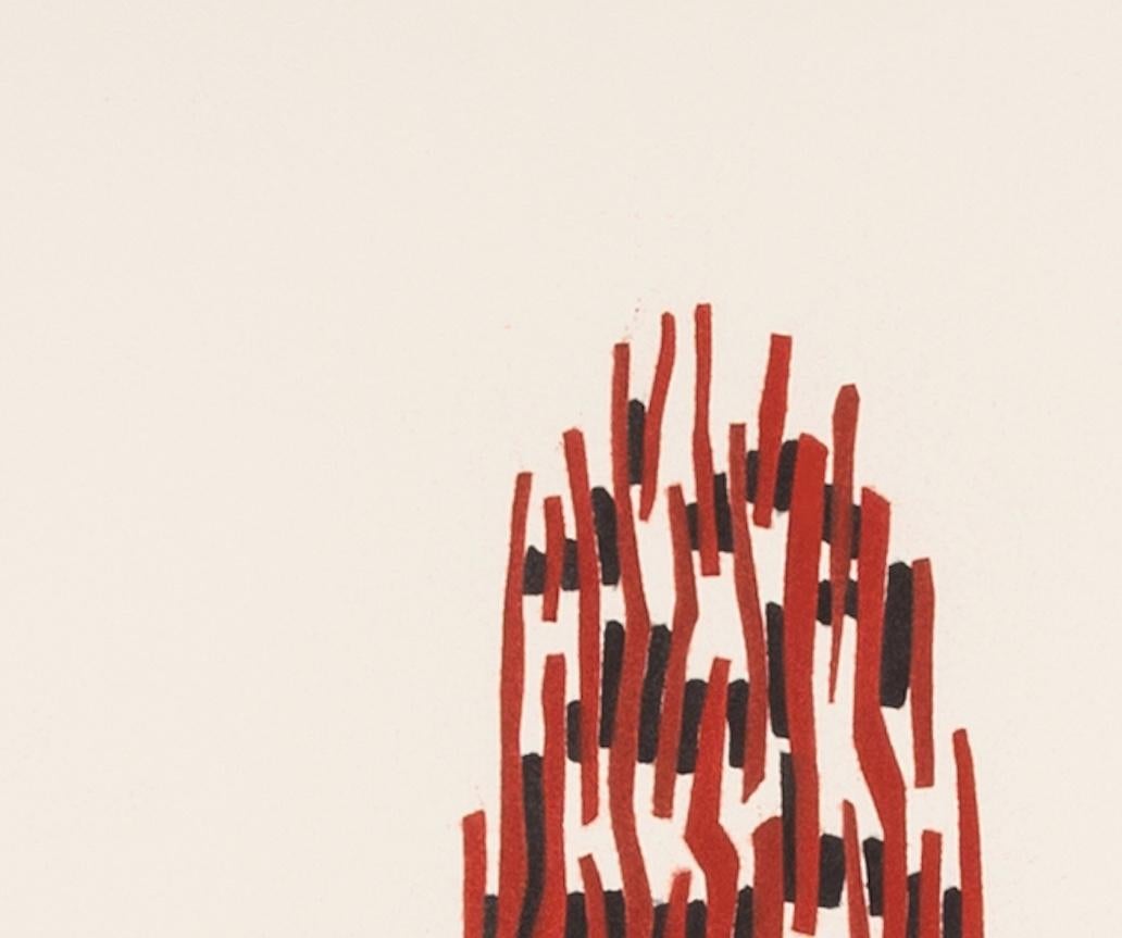 Cut Through the Column - Contemporary White, Red + Black Abstract Print For Sale 2