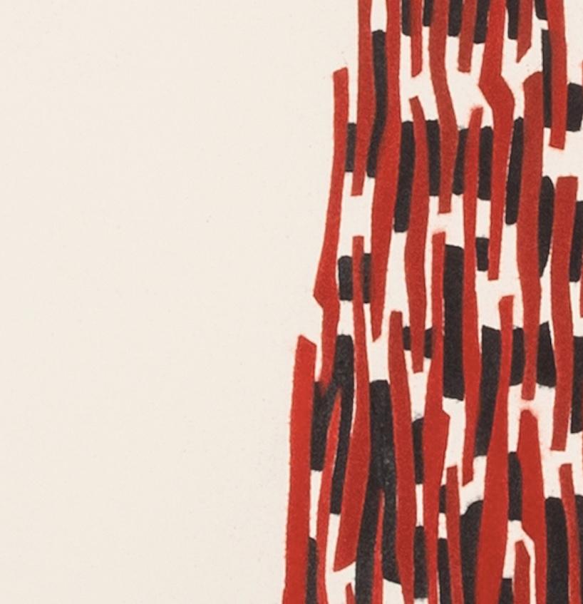 Cut Through the Column - Contemporary White, Red + Black Abstract Print For Sale 3