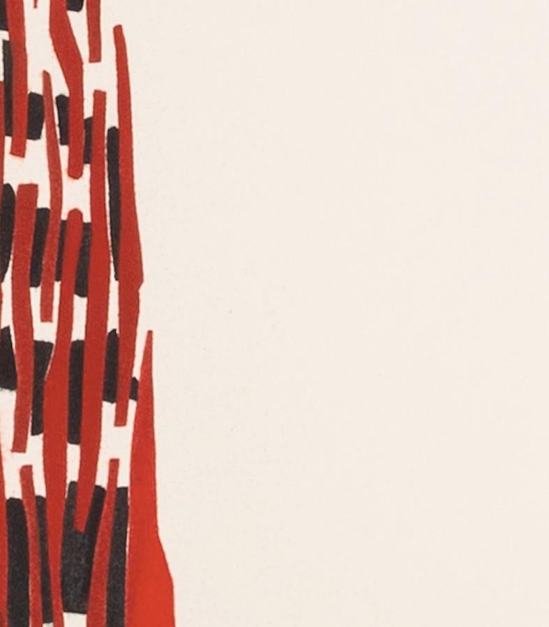 Cut Through the Column - Contemporary White, Red + Black Abstract Print For Sale 4