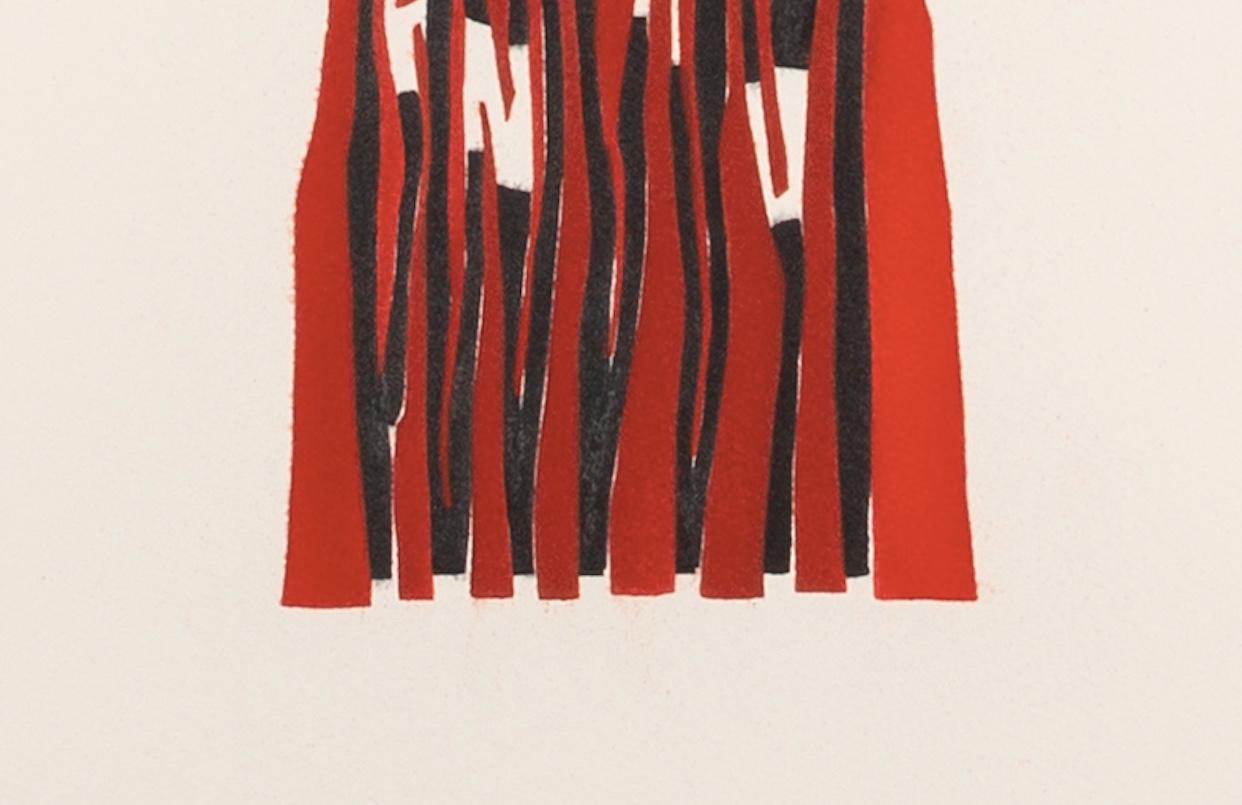 Cut Through the Column - Contemporary White, Red + Black Abstract Print For Sale 5
