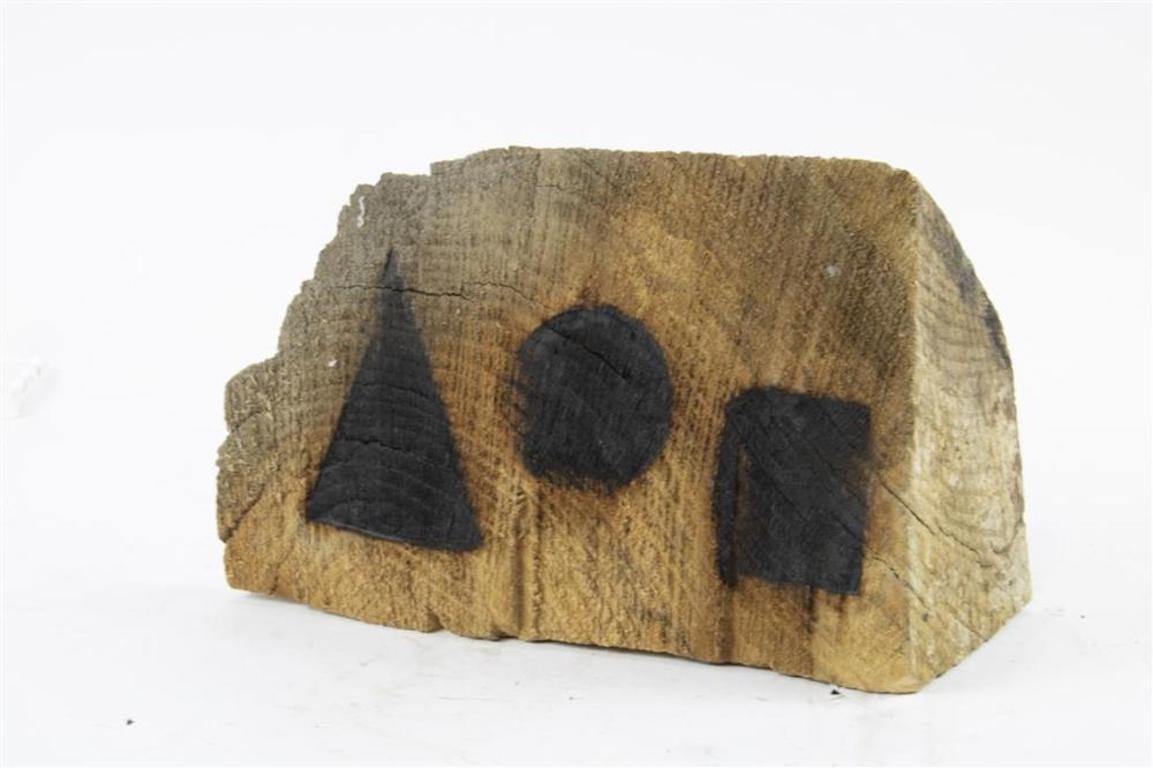 David Nash signed, wood sculpture 'Pyramid, Sphere, Cube'