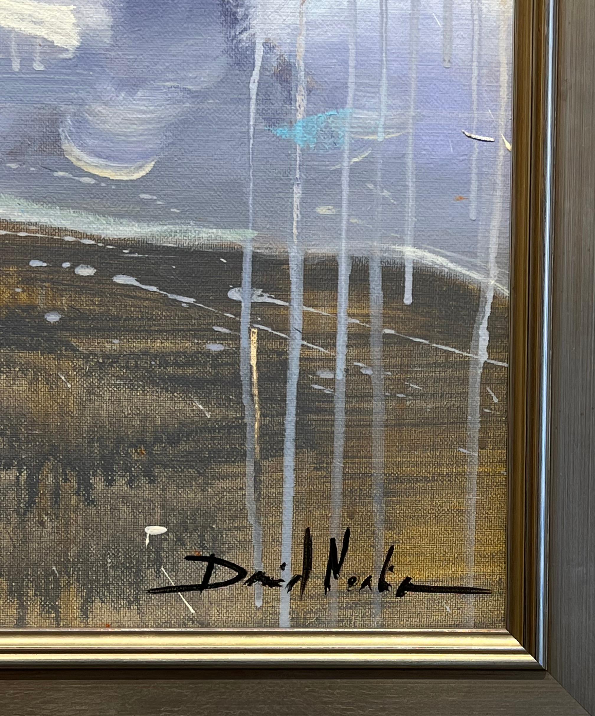 Peinture à l'huile Equine Dressage colorée « Jumping in White », David Noalia, 40x40 en vente 6