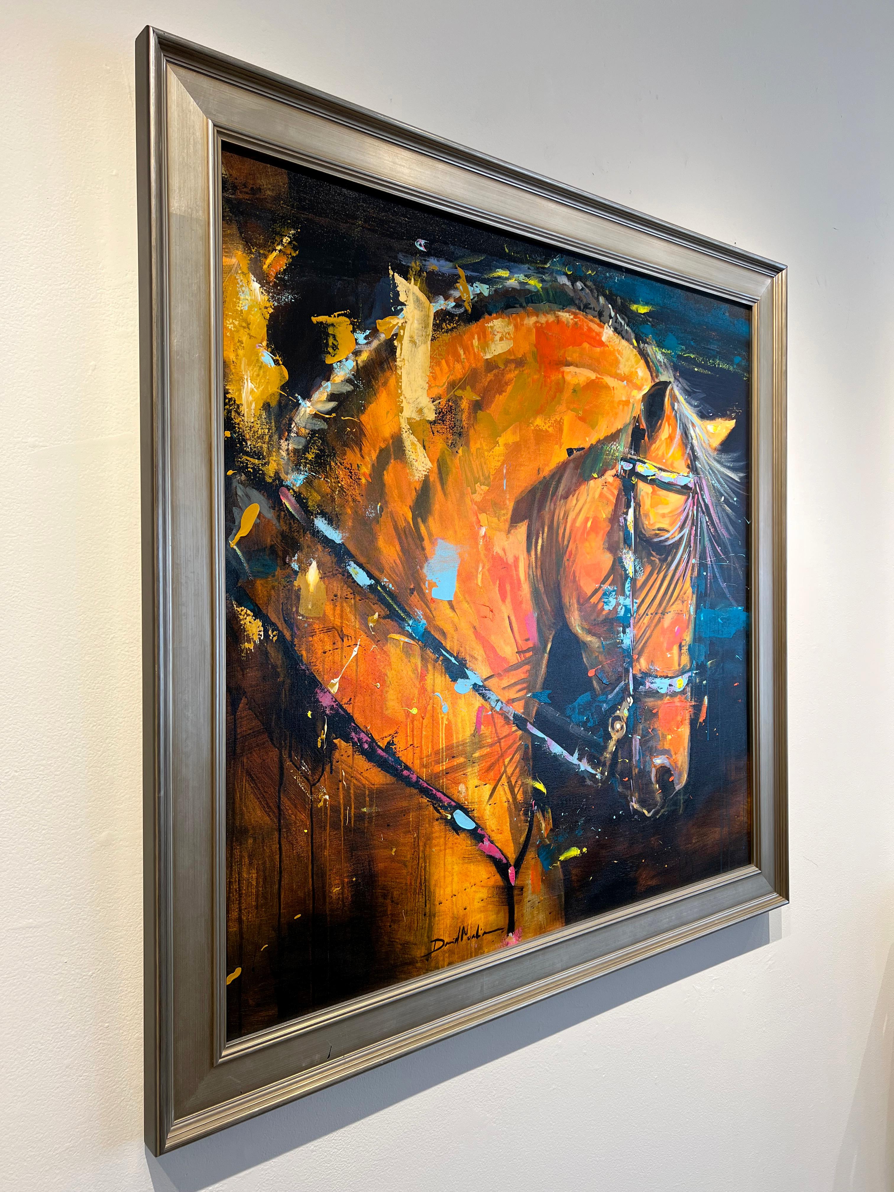 David Noalia, « Moreno », portrait de cheval d'équitation brun, peinture à l'huile sur toile, 40x40 en vente 2
