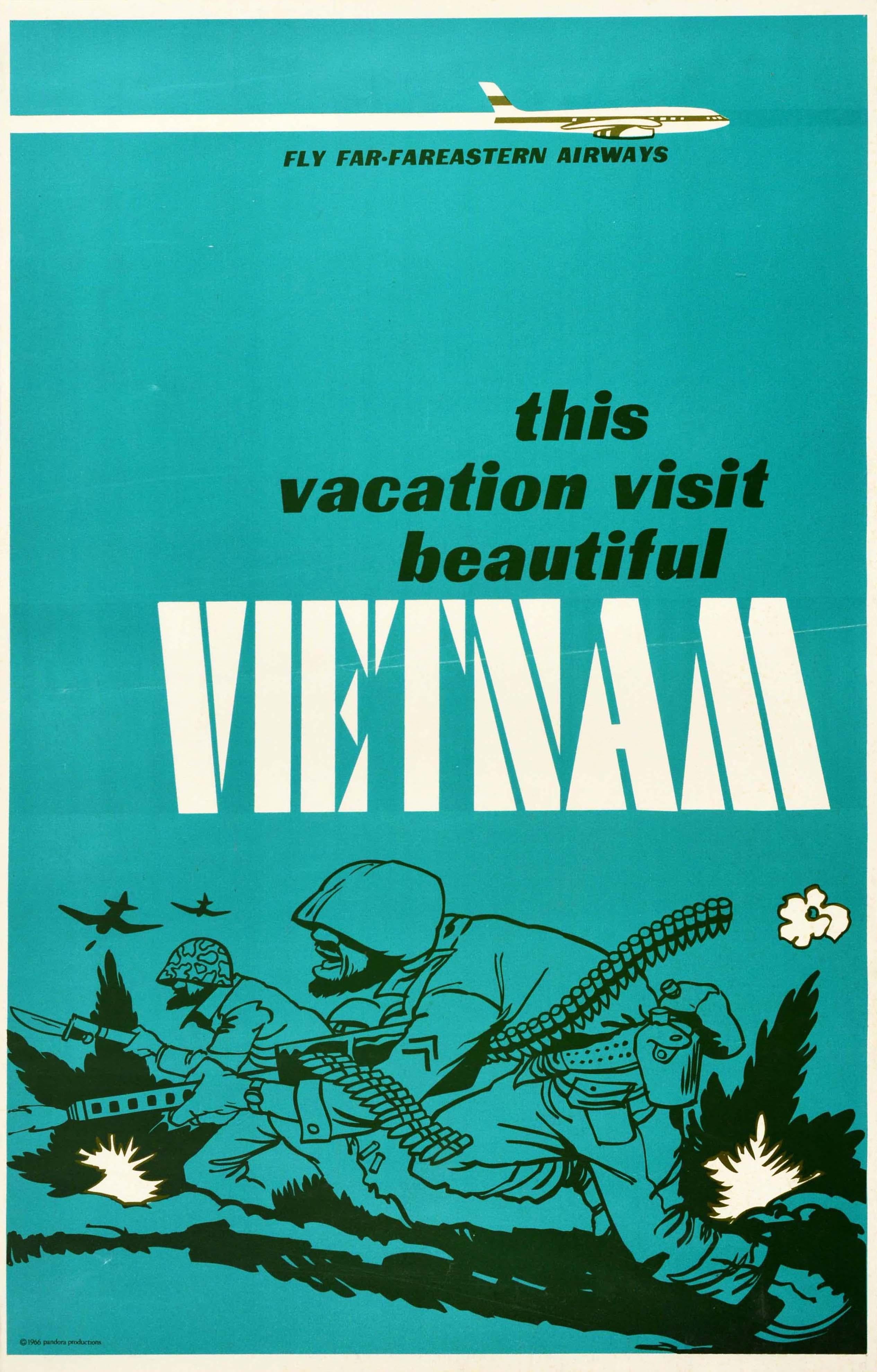 David Nordahl Print - Original Vintage Poster Fly Far-FarEastern Airways Vietnam Anti War US Soldiers