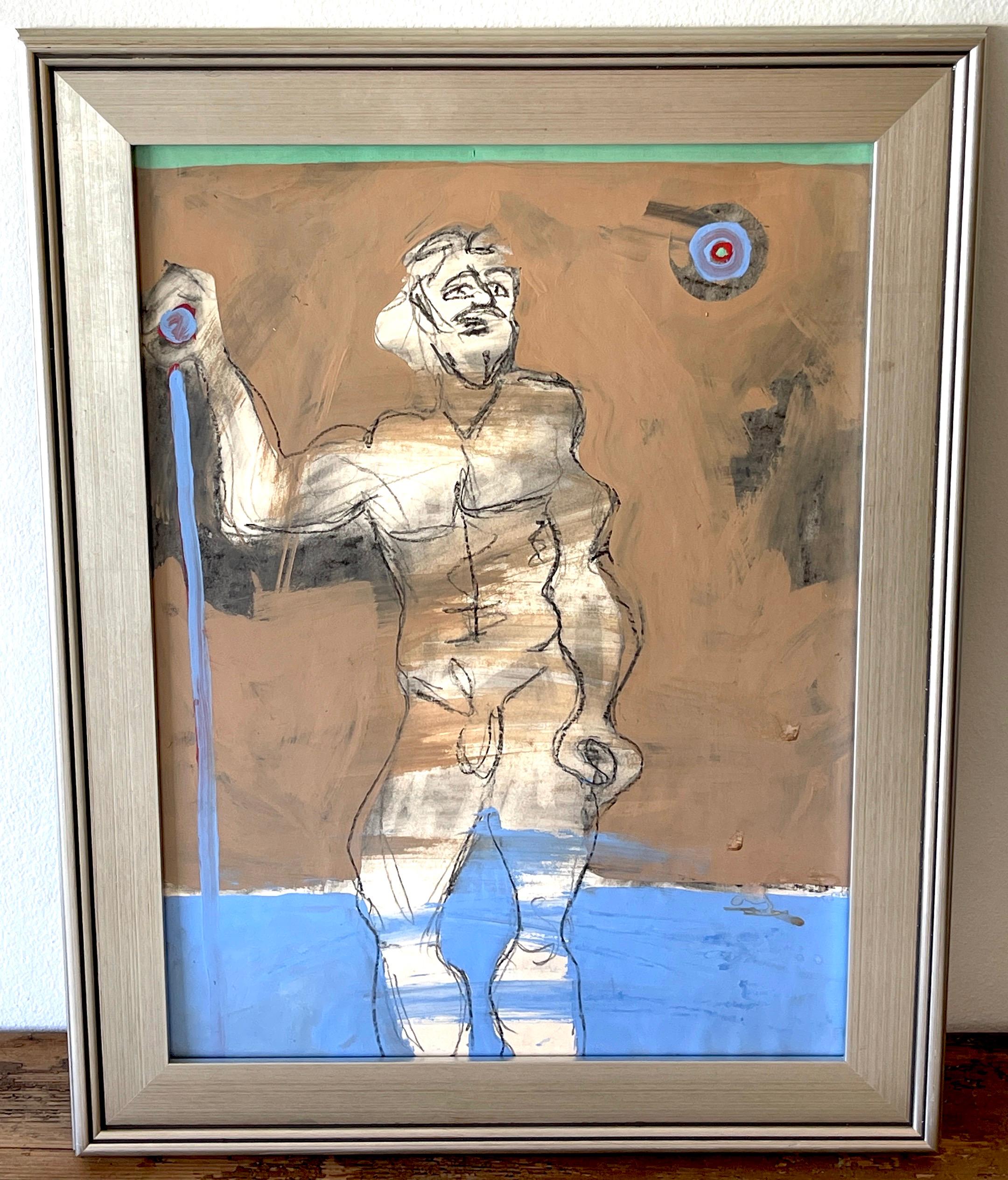 American 'David' Oil/Mixed Media on Paper, 1960s by Douglas D. Peden For Sale