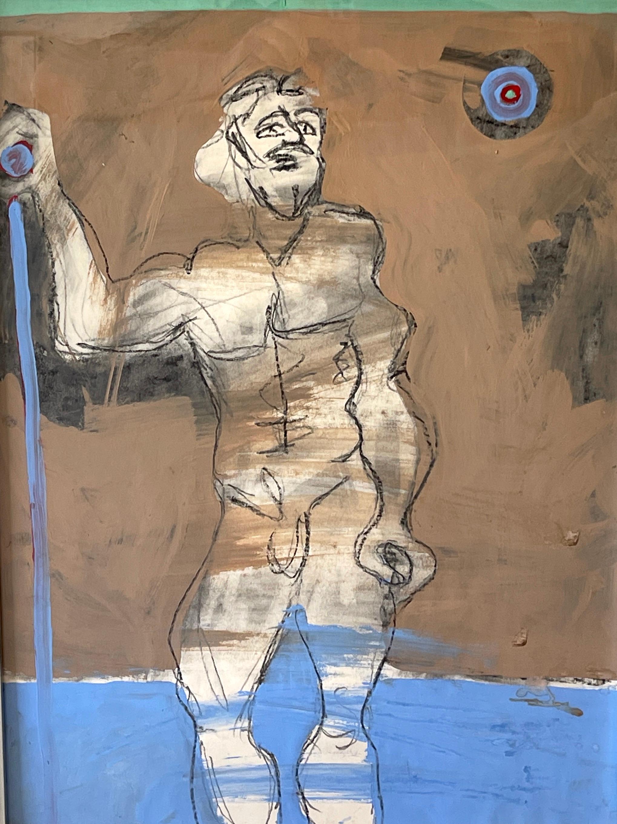 'David' Oil/Mixed Media on Paper, 1960s by Douglas D. Peden In Good Condition For Sale In West Palm Beach, FL