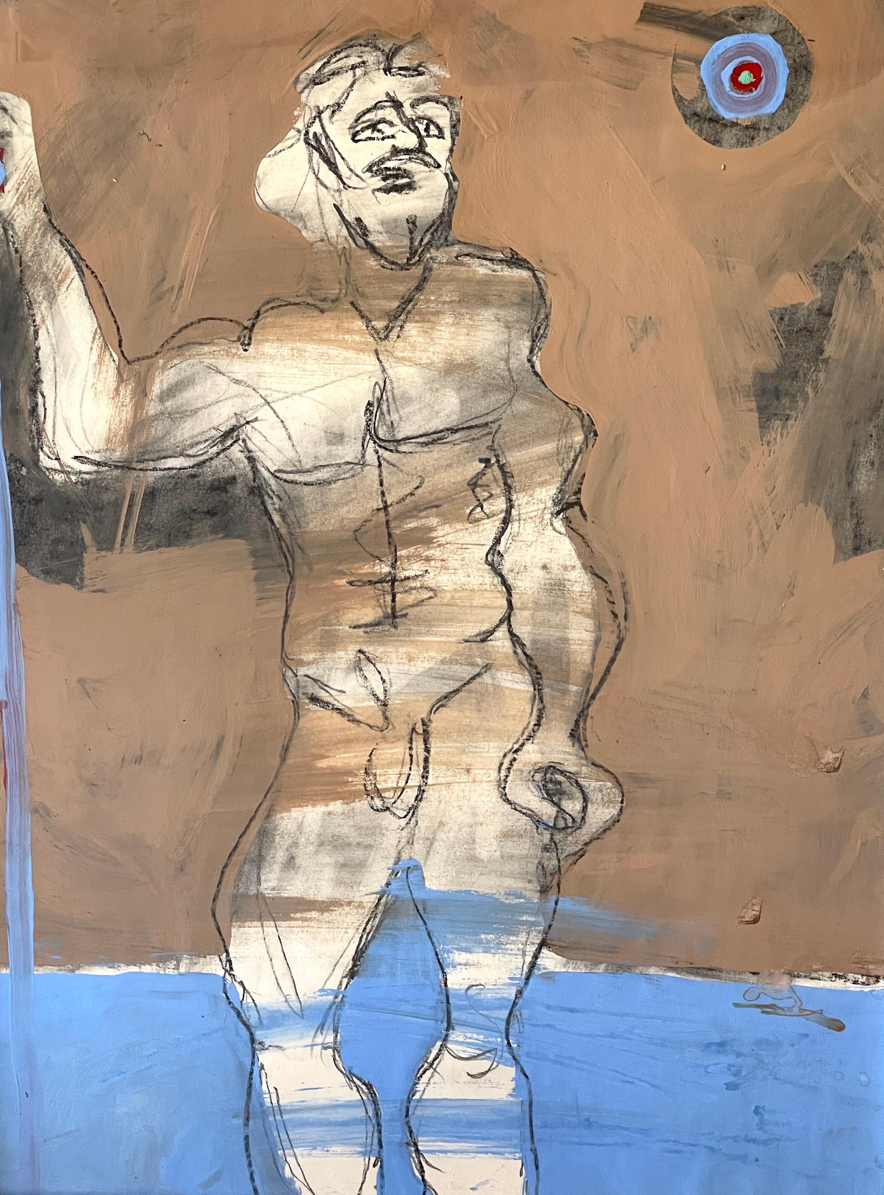 Mid-20th Century 'David' Oil/Mixed Media on Paper, 1960s by Douglas D. Peden For Sale