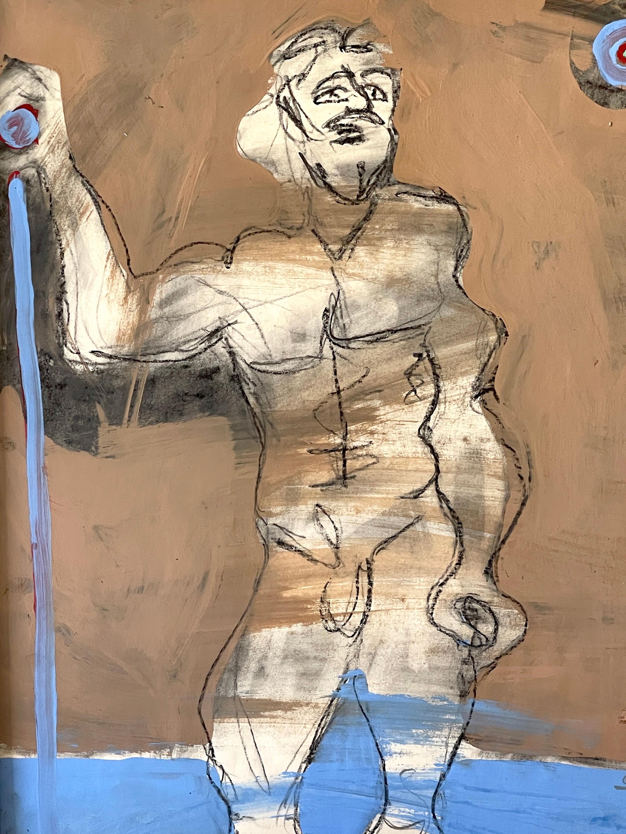 'David' Oil/Mixed Media on Paper, 1960s by Douglas D. Peden For Sale 1