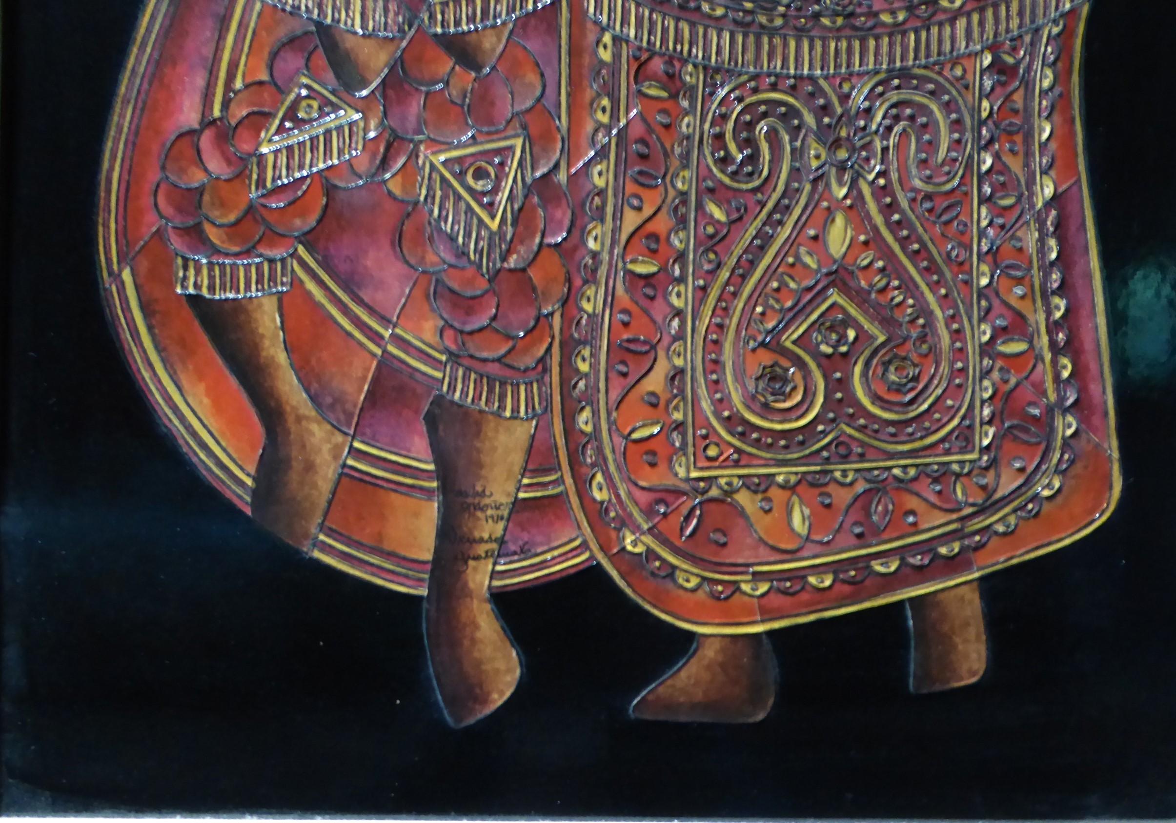 Moderne David Ordoñez El Baile Del Venado Folkloric Maya Theme Framed Artwork Guatemala en vente