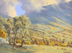 Rural Mountain Scene with Sheep in Ireland by Post War Modern Irish Artist