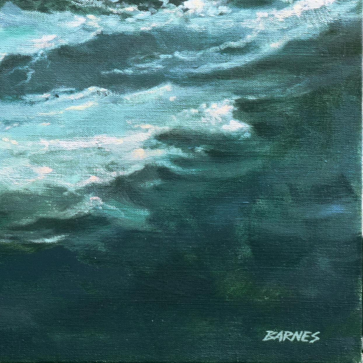 „Ocean Waves, Evening Sky“, Pazifische Meereslandschaft, Mendocino, Kalifornien, großes Ölgemälde – Painting von David P. Barnes