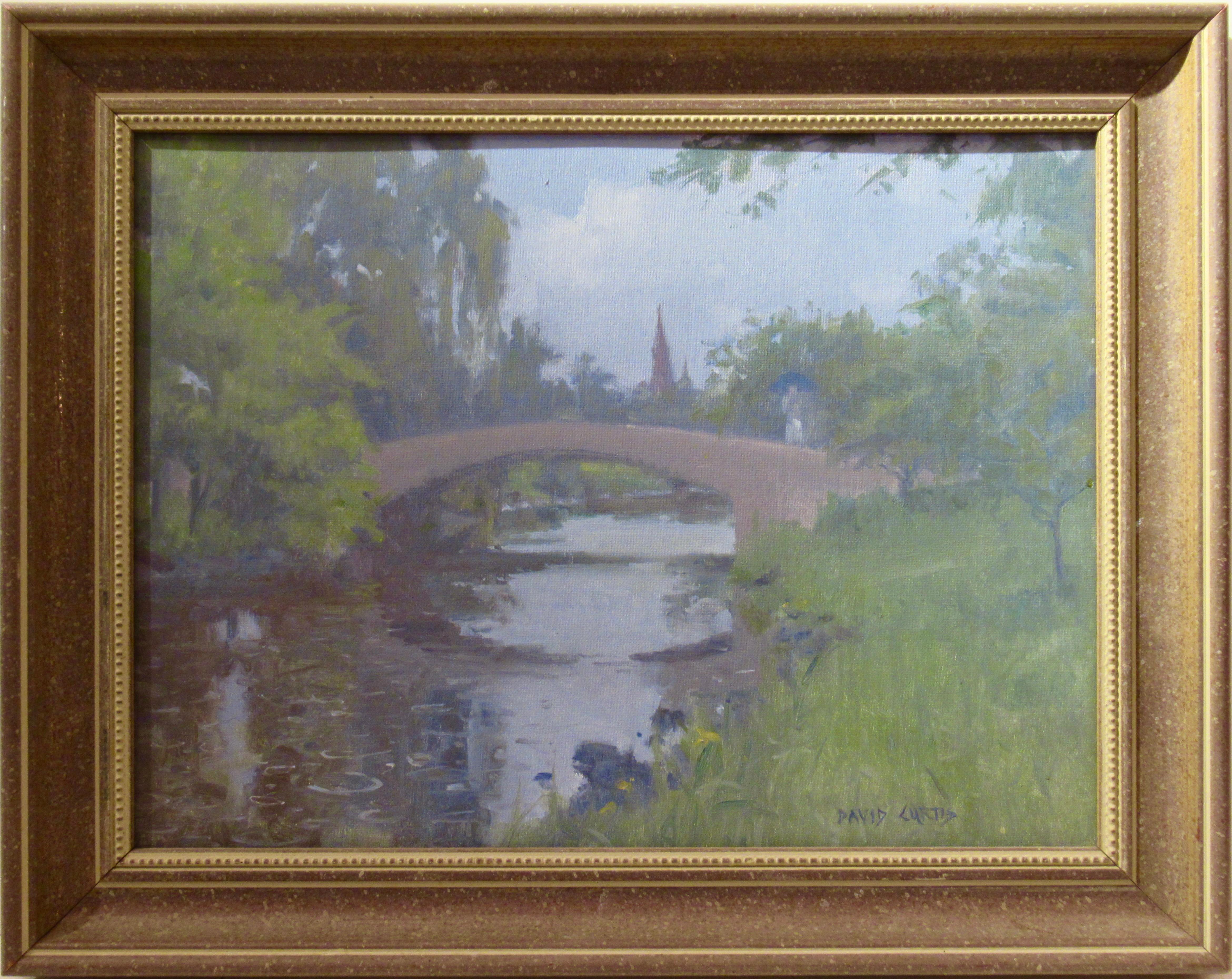 David P. Curtis Figurative Painting - Landscape with Bridge