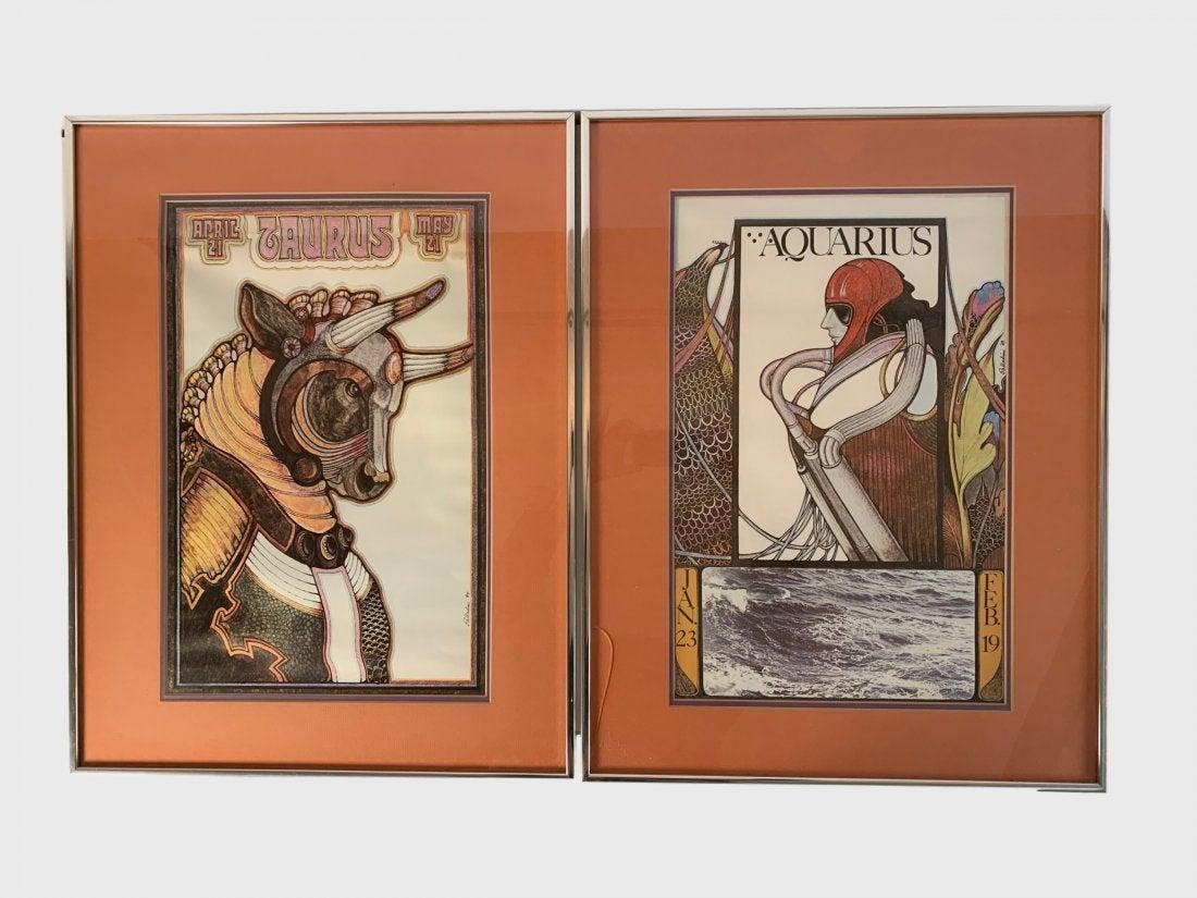 David Pallidini, Complete Set of Zodiac Posters, 1969 In Good Condition In Doylestown, PA